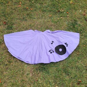 FABULOUS RETRO Swingtime Circle Skirt Music Notes Vinyl Record Hand Made PURPLE